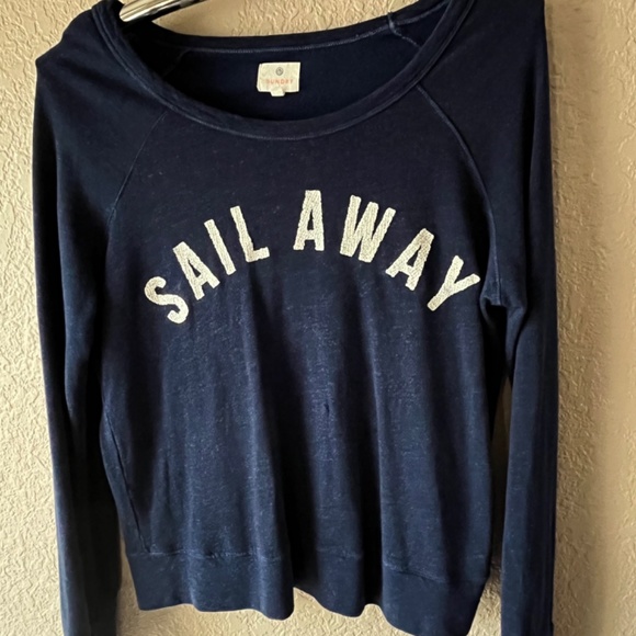 Anthropologie Sundry Sail Away Cruise Wear Beach Pullover Navy Top Small - Picture 5 of 9